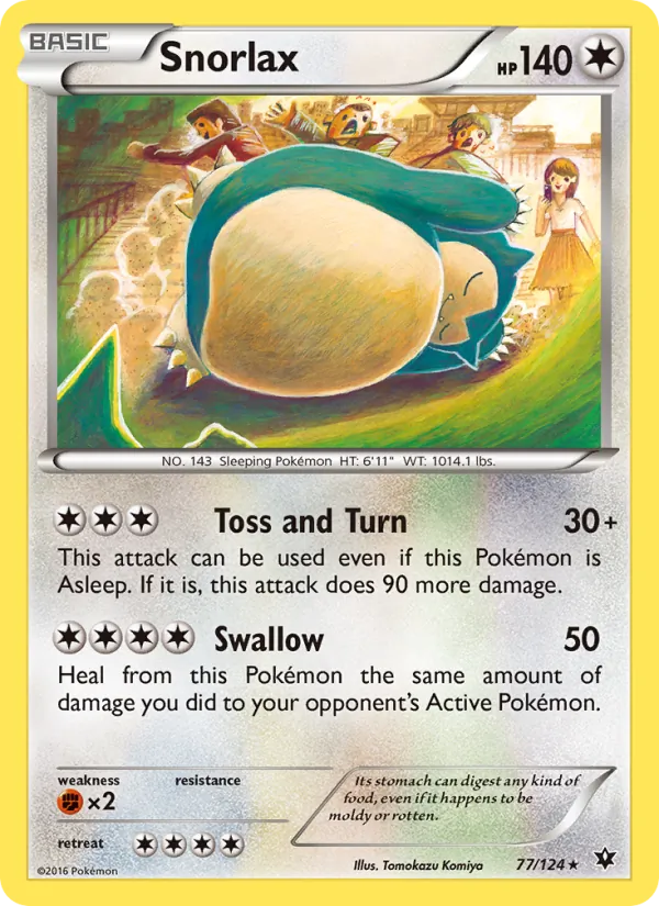 Snorlax card from Fates Collide, number 77/124