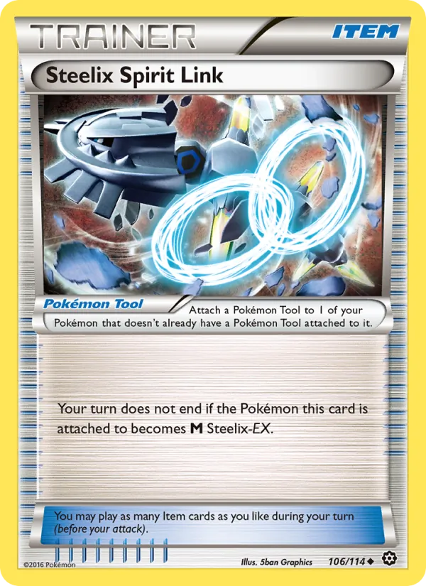 Steelix Spirit Link card from Steam Siege, number 106/114