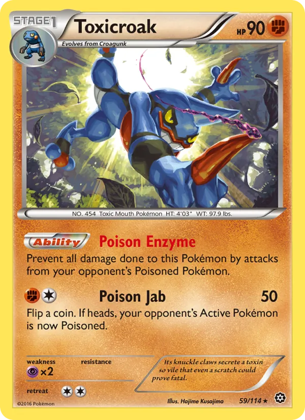 Toxicroak card from Steam Siege, number 59/114