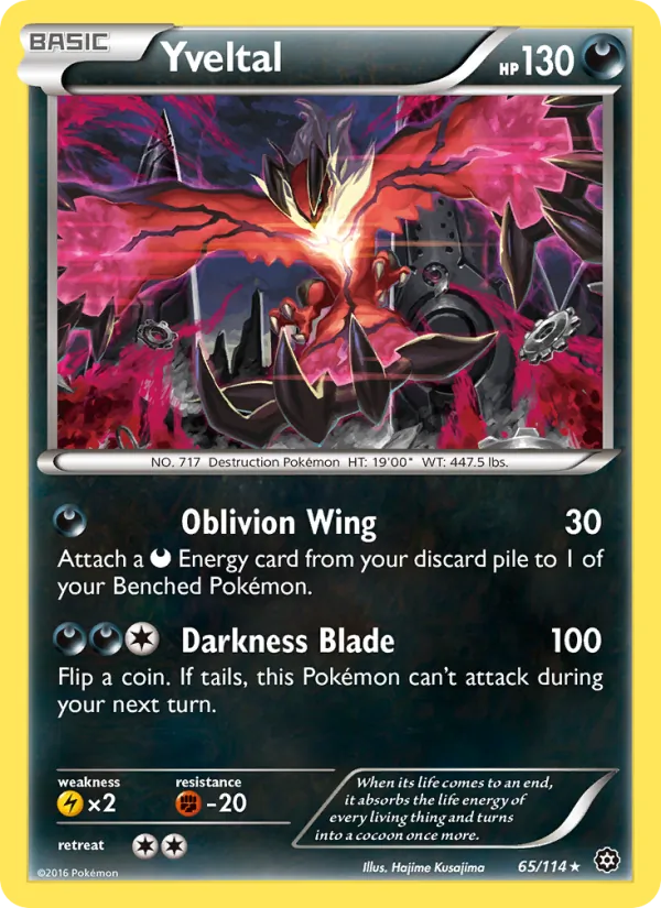 Yveltal card from Steam Siege, number 65/114