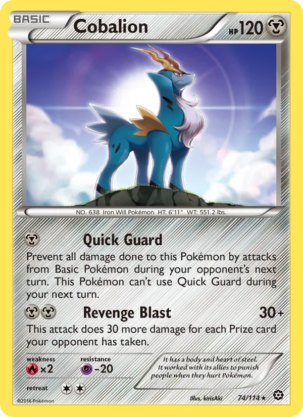 Cobalion card from Steam Siege, number 74/114