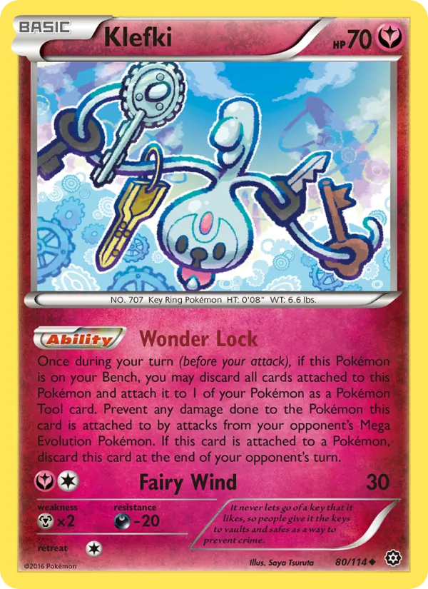 Klefki card from Steam Siege, number 80/114