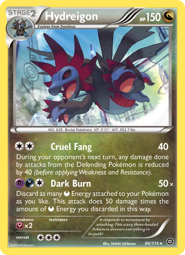 Hydreigon card from Steam Siege, number 86/114