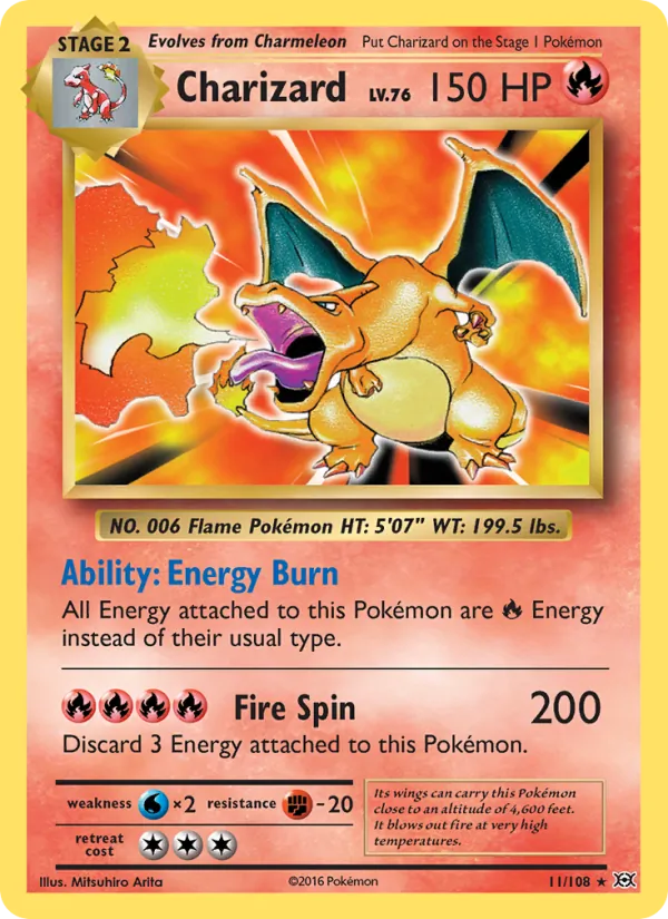 Charizard card from Evolutions, number 11/108