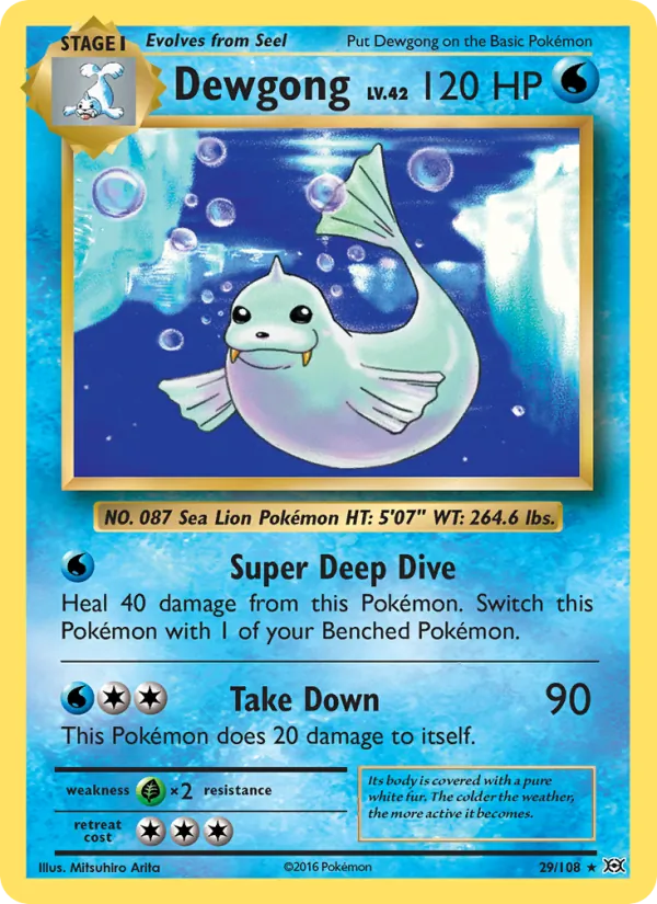 Dewgong card from Evolutions, number 29/108