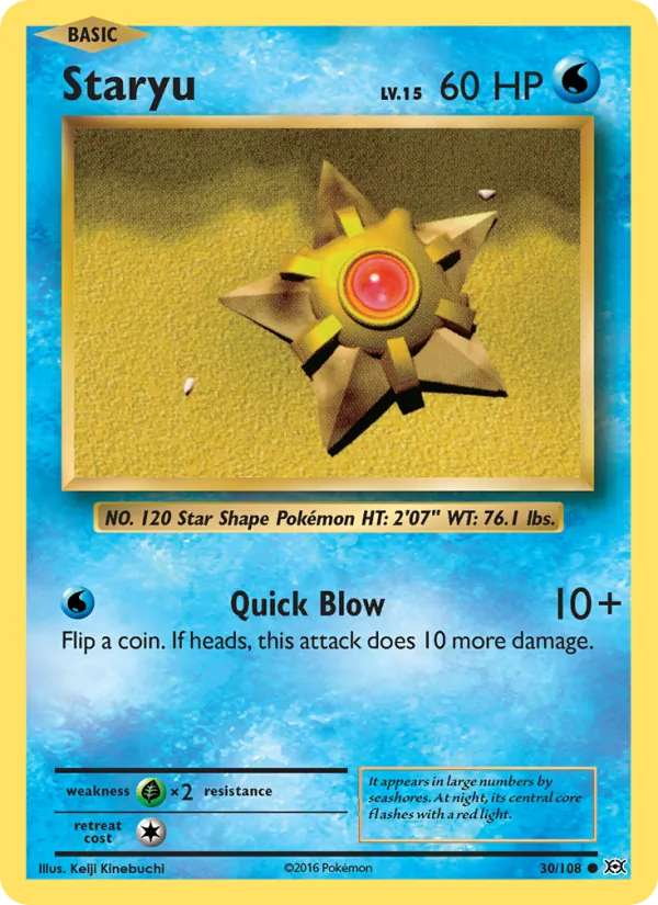 Staryu card from Evolutions, number 30/108