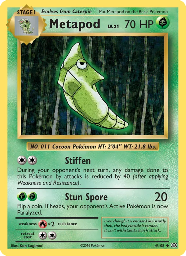 Metapod card from Evolutions, number 4/108