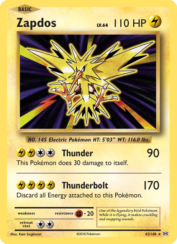 Zapdos card from Evolutions, number 42/108