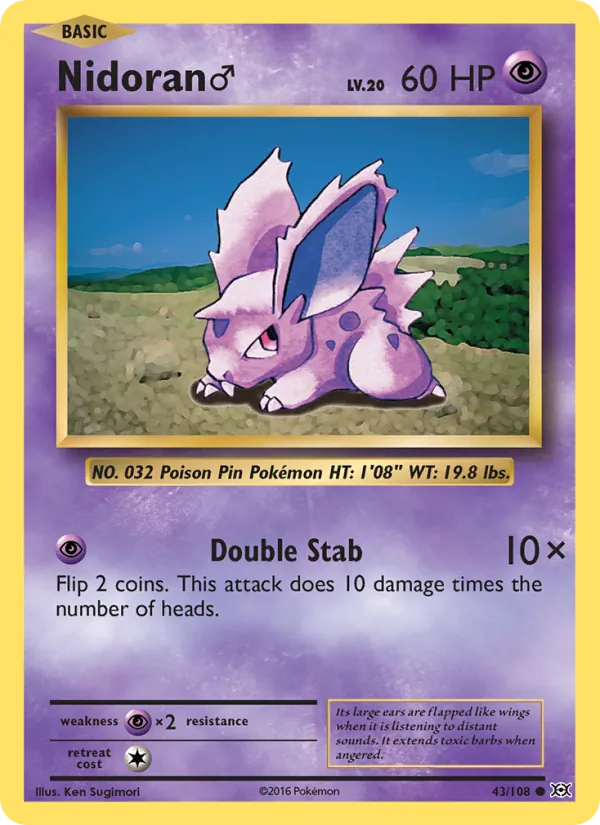 Nidoran♂ card from Evolutions, number 43/108