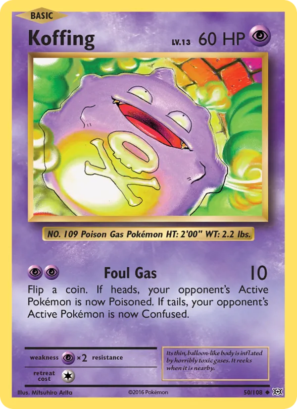 Koffing card from Evolutions, number 50/108