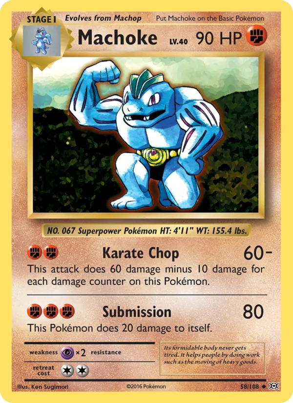 Machoke card from Evolutions, number 58/108