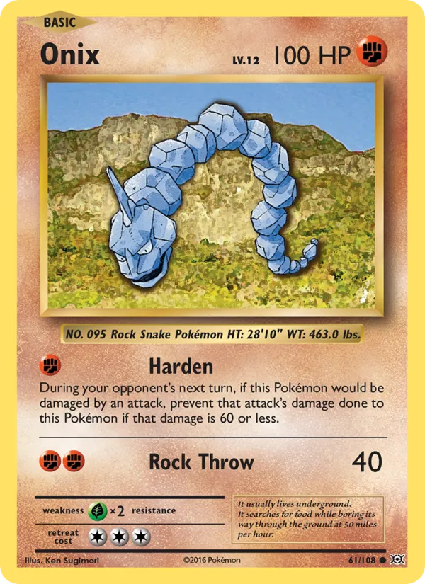 Onix card from Evolutions, number 61/108