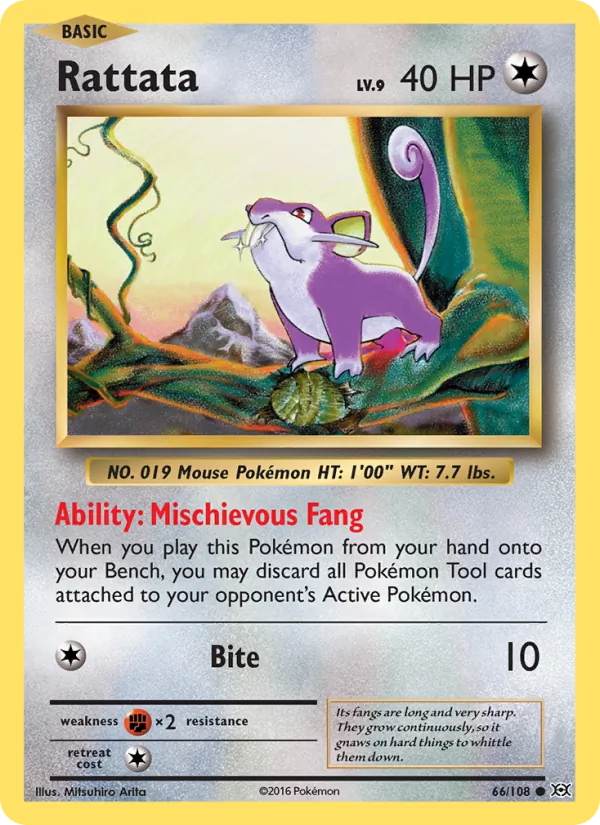 Rattata card from Evolutions, number 66/108