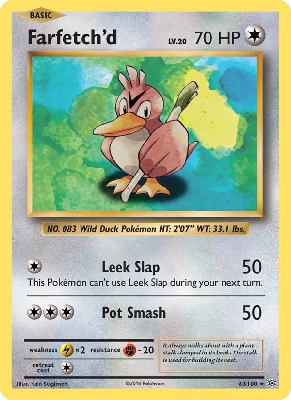 Farfetch'd card from Evolutions, number 68/108