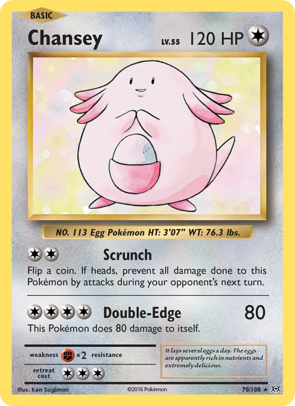 Chansey card from Evolutions, number 70/108