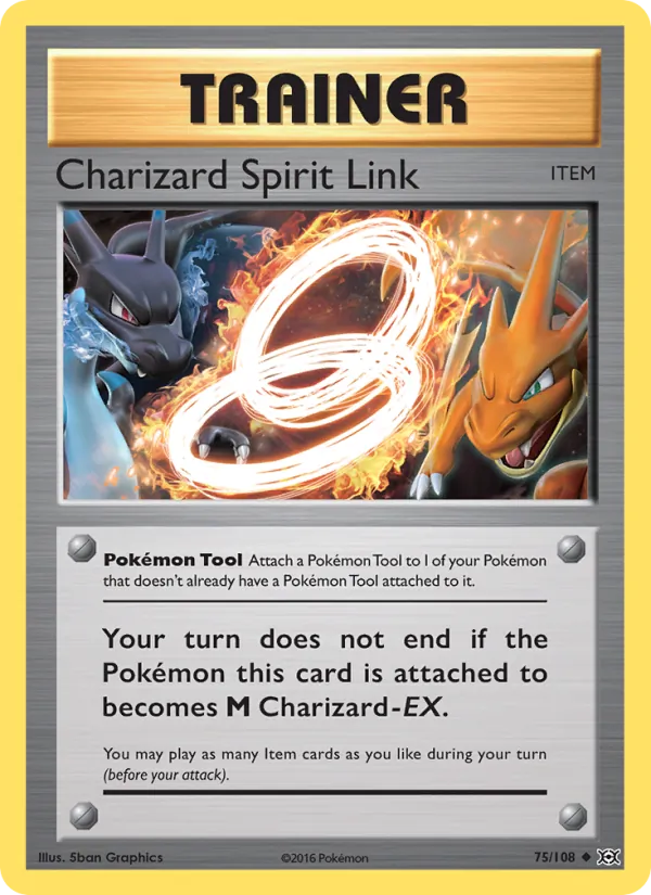 Charizard Spirit Link card from Evolutions, number 75/108
