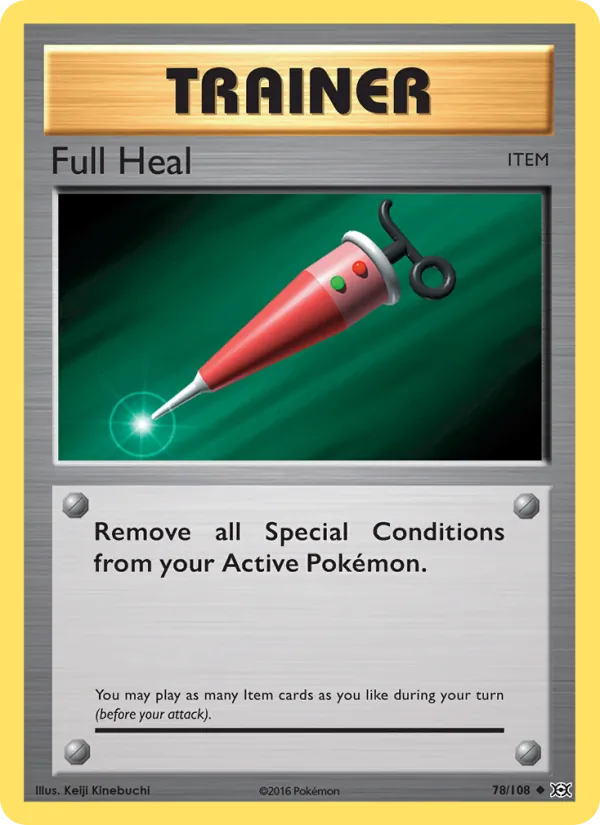 Full Heal card from Evolutions, number 78/108