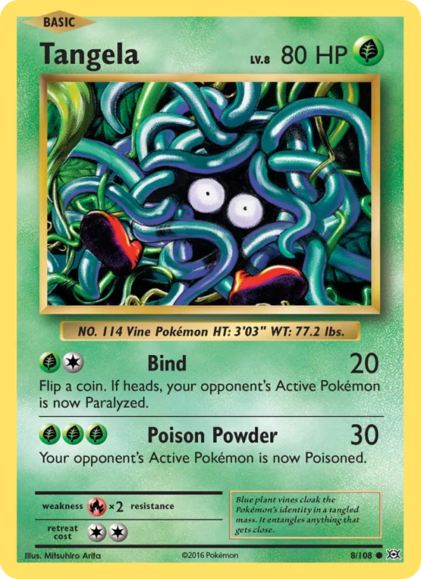 Tangela card from Evolutions, number 8/108