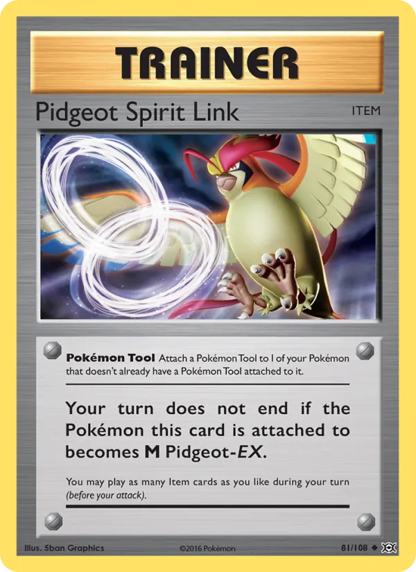 Pidgeot Spirit Link card from Evolutions, number 81/108
