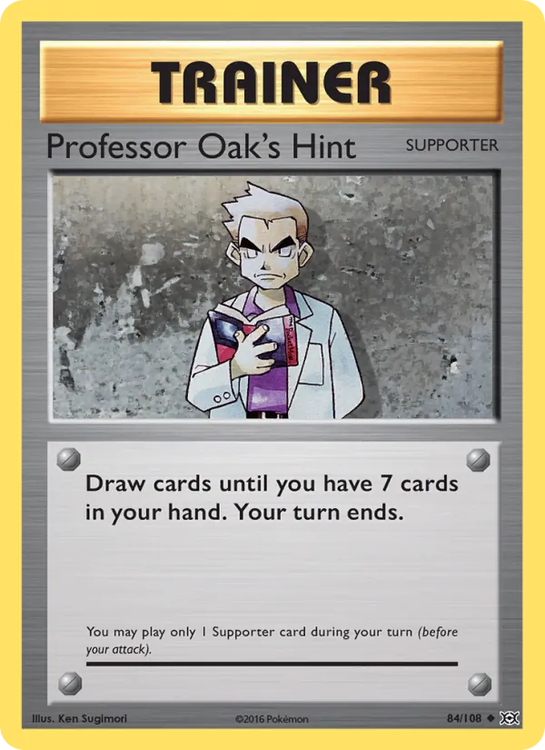 Professor Oak's Hint card from Evolutions, number 84/108