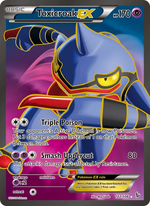 Kartu Toxicroak EX dari Flashfire, nomor 102/106