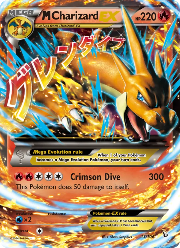 Kartu M Charizard EX dari Flashfire, nomor 13/106