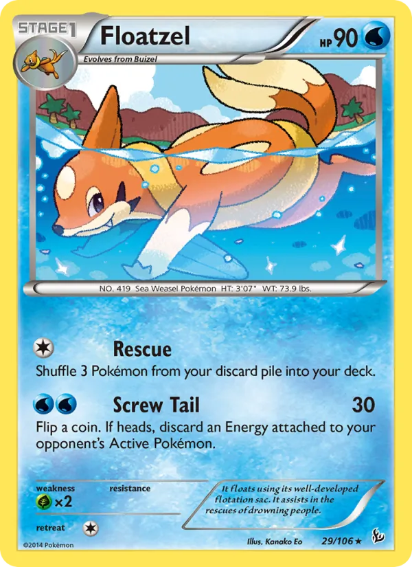Kartu Floatzel dari Flashfire, nomor 29/106