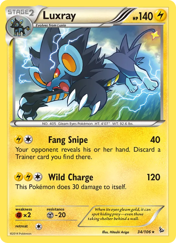 Kaart Luxray uit Flashfire, nummer 34/106