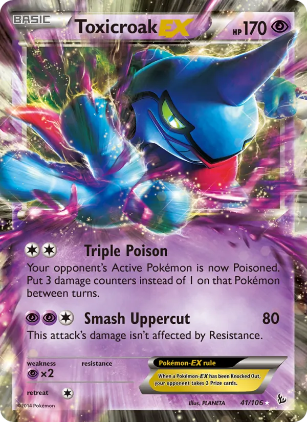 Kartu Toxicroak EX dari Flashfire, nomor 41/106