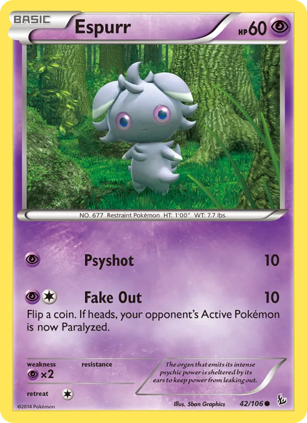 Kartu Espurr dari Flashfire, nomor 42/106