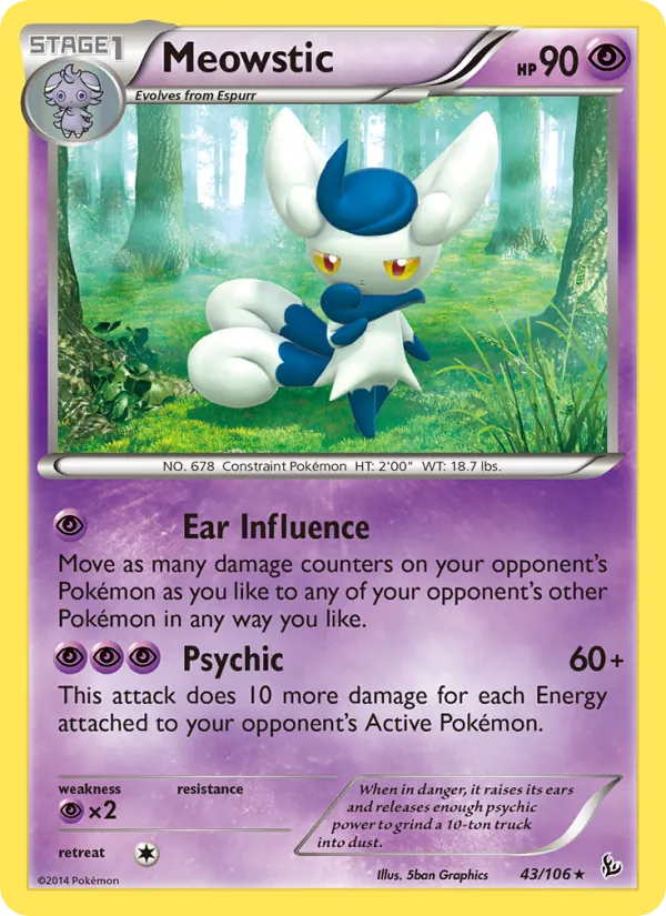 Kartu Meowstic dari Flashfire, nomor 43/106
