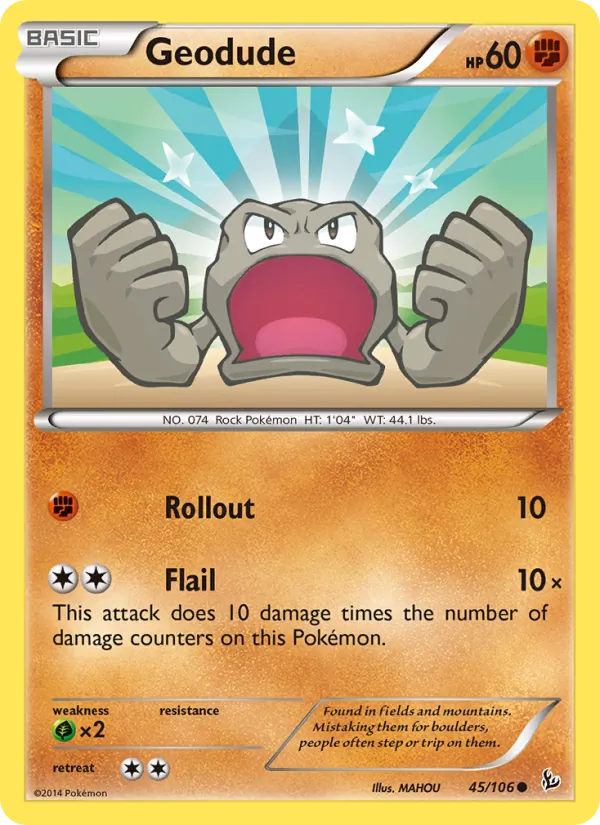 Geodude card from Flashfire, number 45/106