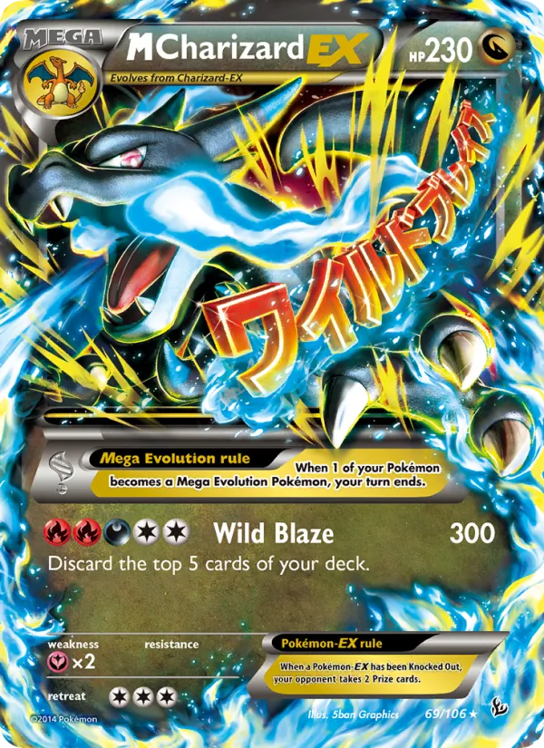 Kartu M Charizard EX dari Flashfire, nomor 69/106
