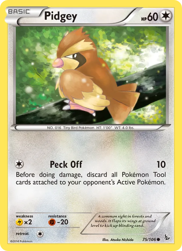 Kartu Pidgey dari Flashfire, nomor 75/106