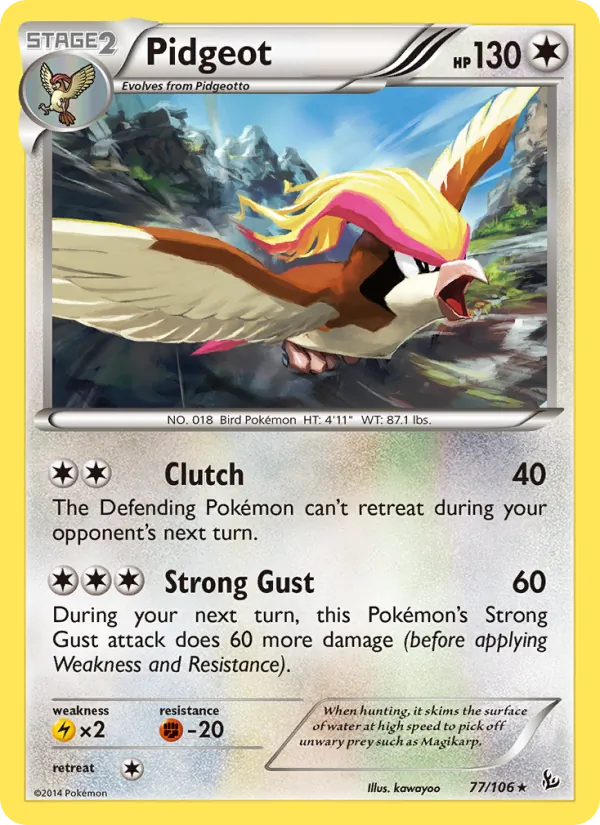 Kartu Pidgeot dari Flashfire, nomor 77/106