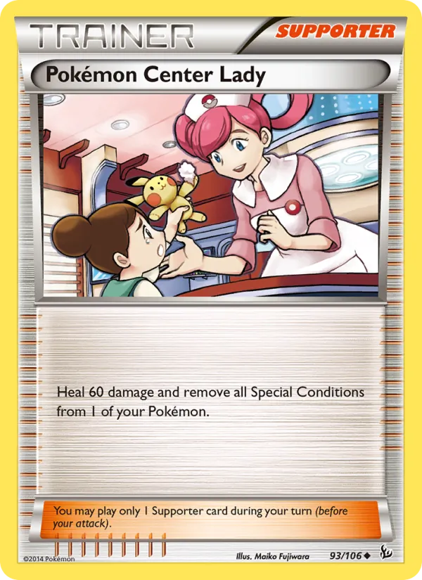 Kartu Pokémon Center Lady dari Flashfire, nomor 93/106