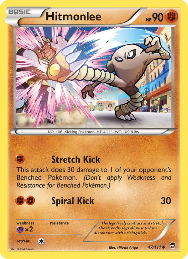 Kaart Hitmonlee uit Furious Fists, nummer 47/111
