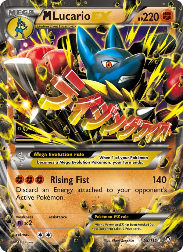 Kartu M Lucario EX dari Furious Fists, nomor 55/111