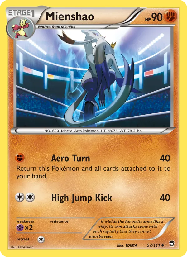 Mienshao card from Furious Fists, number 57/111