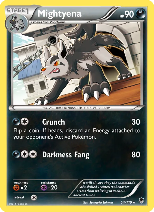 Kaart Mightyena uit Phantom Forces, nummer 54/119