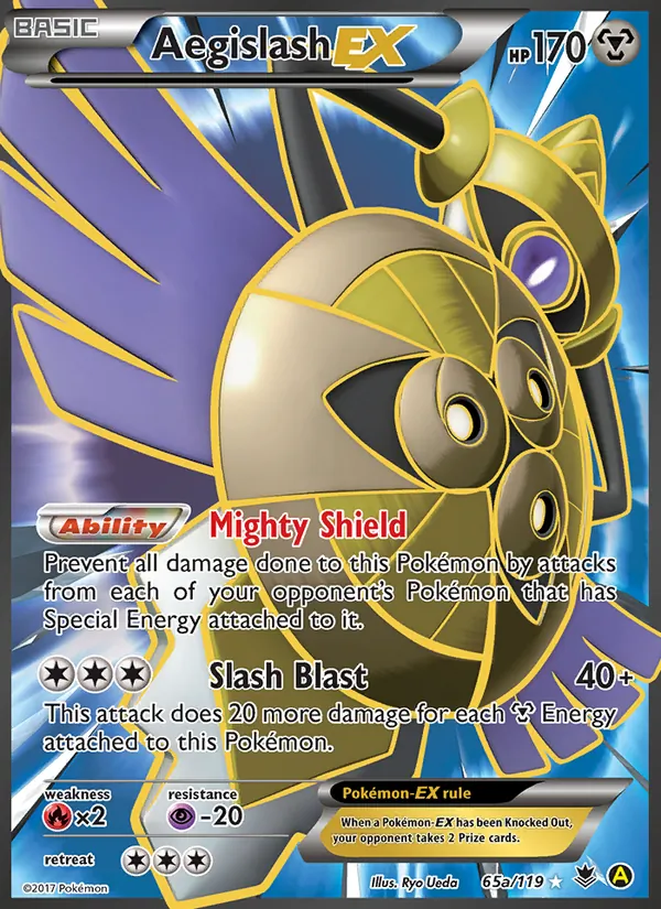Kartu Aegislash EX dari Phantom Forces, nomor 65a/119