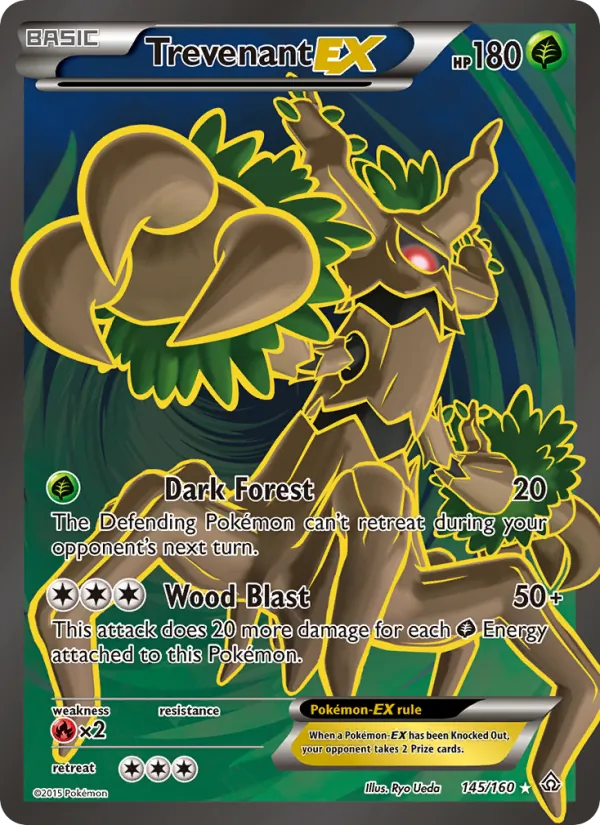 Kartu Trevenant EX dari Primal Clash, nomor 145/160