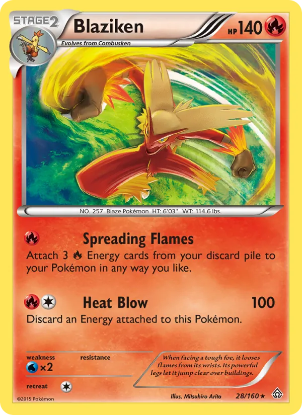 Blaziken card from Primal Clash, number 28/160