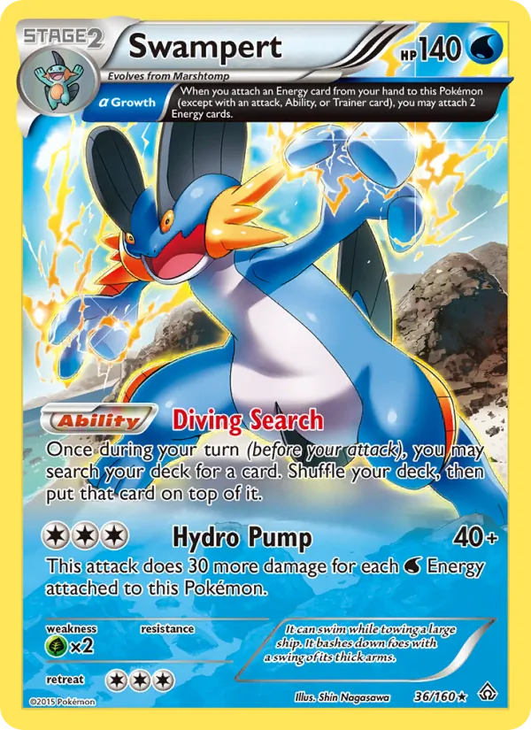 Kartu Swampert dari Primal Clash, nomor 36/160