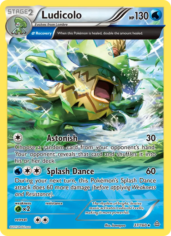 Kartu Ludicolo dari Primal Clash, nomor 37/160