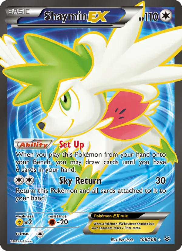 Kaart Shaymin EX uit Roaring Skies, nummer 106/108