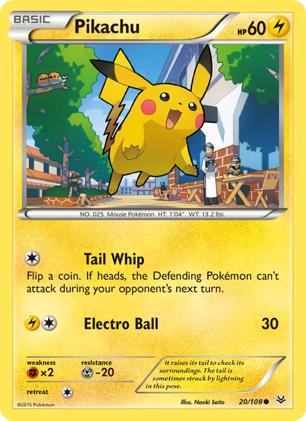 Kaart Pikachu uit Roaring Skies, nummer 20/108