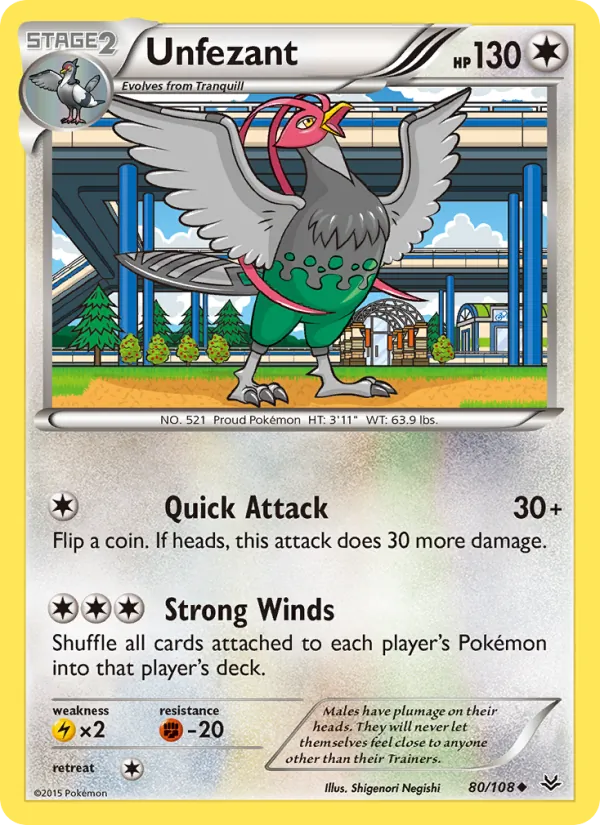 Kartu Unfezant dari Roaring Skies, nomor 80/108