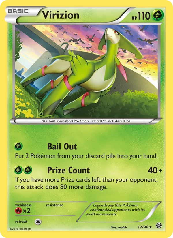 Virizion card from Ancient Origins, number 12/98