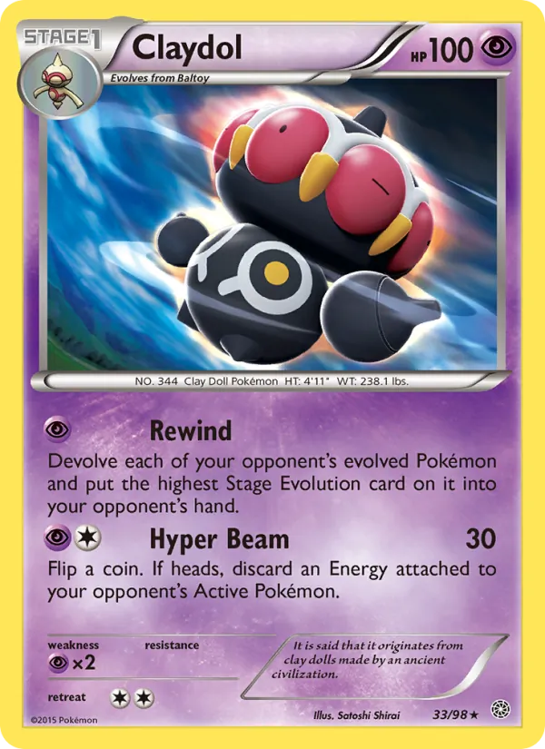Kaart Claydol uit Ancient Origins, nummer 33/98
